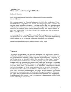 1 
The Silent Fire: 
ODAP and the death of Christopher McCandless 
By Ronald Hamilton  
http://www.christophermccandless.in