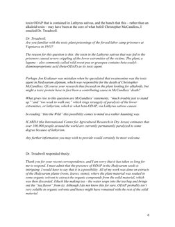 6 
toxin ODAP that is contained in Lathyrus sativus, and the hunch that this – rather than an 
alkaloid toxin – may have be