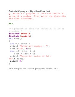 C Program and Flowchart for Factorial | PDF | Algorithms | Discrete ...