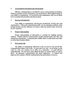 2. 
An Essential for Promotion and Advancement 
 
 
Effective communication is essential for success and promotion in busin