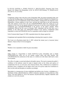9.  SYLVIA  SANTOS, vs.  JUDGE  EVELYN  S.  ARCAYA-CHUA,  Regional  Trial  Court, 
Branch 144, Makati City, Respondent. (A.M.