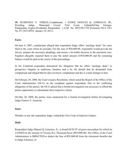 10.  FLORENDA  V.  TOBIAS, Complainant,  v  JUDGE  MANUEL  Q.  LIMSIACO,  JR., 
Presiding  Judge,  Municipal  Circuit  Tr