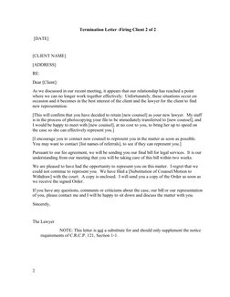 Second page of an attorney termination letter with final communication and signature area