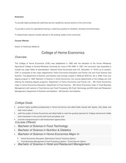 Extension 
To provide highly professional veterinary service needed by various sectors of the community. 
To provide a venue