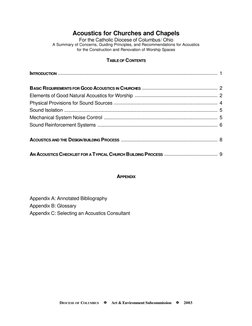 DIOCESE OF COLUMBUS     aa     Art & Environment Subcommission     aa     2003
Acoustics for Churches and Chapels
For the Cat