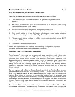 ACOUSTICS FOR CHURCHES AND CHAPELS
Page 3
DIOCESE OF COLUMBUS     aa     Art & Environment Subcommission     aa     2003
BASI