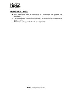 IRIDEC – Asistencia Técnica Educativa 
 
SÍNTESIS Y EVALUACIÓN:  
 Los estudiantes leen e interpretan la información del p