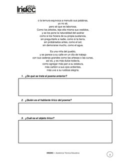 IRIDEC – Asistencia Técnica Educativa 
 
o la ternura equivoca a menudo sus palabras, 
yo no sé, 
pero sé que es laboriosa.