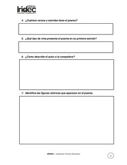 IRIDEC – Asistencia Técnica Educativa 
 
4. ¿Cuántos versos y estrofas tiene el poema? 
 
 
5. ¿Qué tipo de rima presenta e