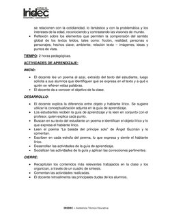 IRIDEC – Asistencia Técnica Educativa 
 
se relacionen con la cotidianidad, lo fantástico y con la problemática y los 
inte