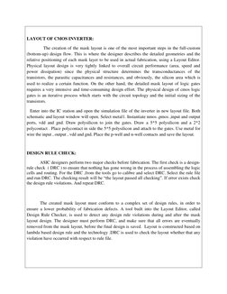LAYOUT OF CMOS INVERTER:                               
               The creation of the mask layout is one of the most i