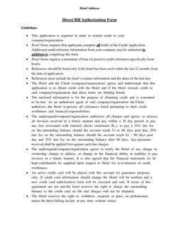 Hotel Direct Bill Application Form | PDF | Credit Card | Guarantee