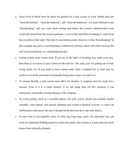  
Some level of detail must be taken for granted for a task system to work. Rather than put 
"clean the kitchen", "clean the