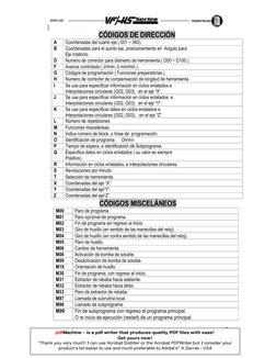 |
 
 
7
CÓDIGOS DE DIRECCIÓN 
A 
Coordenadas del cuarto eje (.001 ~ 360). 
B 
Coordenadas para el quinto eje, posicionamiento