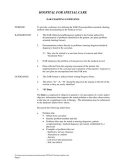P:\website\career\orientation\orientation\make PDF\DAR Charting Guidelines.doc 
Page 1 
HOSPITAL FOR SPECIAL CARE 
 
DAR CHAR