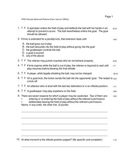 AYSO Advanced Referee Exam Sample | PDF | Referee | Team Sports