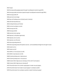 M63 Testpat 
M64 Dressing spindle ganging (speed through H-word)(speed reached trough DPR ) 
M65 Dressing spindle antirotatio