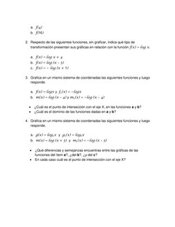 a. f(4) 
 
 
 
 
b. f(16) 
 
 
 
 
 
 
2. Respecto de las siguientes funciones, sin graficar, indica qué tipo de 
transform