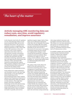 September 2010
From source to surveillance 
1
As the financial crisis levels off, regulators
are now refocusing their efforts