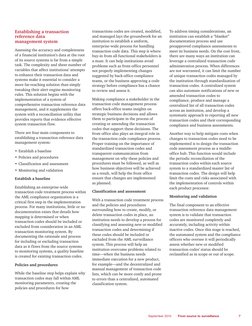 September 2010
From source to surveillance 
7
Establishing a transaction
reference data 
management system
Assessing the accu