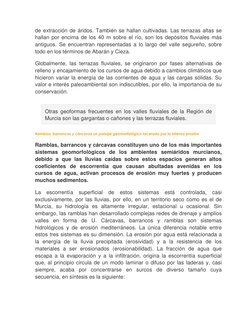 de extracción de áridos. También se hallan cultivadas. Las terrazas altas se 
hallan por encima de los 40 m sobre el río, son