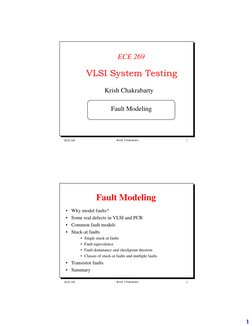 1
ECE 269
Krish Chakrabarty
1
ECE 269
VLSI System Testing
Krish Chakrabarty
Fault Modeling
ECE 269
Krish Chakrabarty
2
Fault