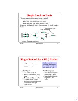 7
ECE 269
Krish Chakrabarty
13
Single Stuck-at Fault
• Three properties define a single stuck-at fault
• Only one line is fau