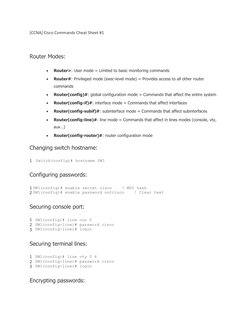 CCNA Cisco Commands Cheat Sheet | PDF | Ip Address | Routing