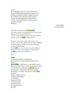 Dear Sir,
We are planning to spend our vacation in Dharamsala,
Himachal Pradesh during Dussehra and would like some
informati