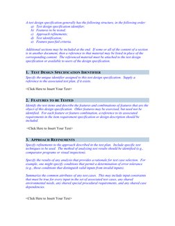 Test Design Specification Template | PDF | Specification (Technical ...