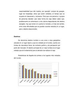 responsabilidad que ello implica, por ejemplo: compra de pasajes, 
lugar de hospedaje, sitios que serán visitados, el tiempo