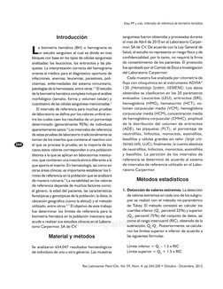 Rev Latinoamer Patol Clin, Vol. 59, Núm. 4, pp 243-250 • Octubre - Diciembre, 2012
244
Díaz PP y cols. Intervalos de referenc