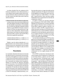 Rev Latinoamer Patol Clin, Vol. 59, Núm. 4, pp 243-250 • Octubre - Diciembre, 2012
245
Díaz PP y cols. Intervalos de referenc