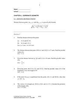 Sri Bintang Tuition Centre, Kuching 
@biid 
Additional Mathematics Form 4, June 2009 
1
Name: ………………………………. 
School: ………………