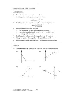 Sri Bintang Tuition Centre, Kuching 
@biid 
Additional Mathematics Form 4, June 2009 
7
6.4  EQUATION OF A STRAIGHT LINE