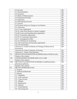7 
 
 
10. Security 
186 
 
11. Documentation 
186 
 
12. Insurance 
186 
 
13. Mode of Disbursement 
187 
 
14. Prepayment P