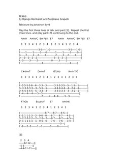 Tears by Django Reinhardt Tab | PDF | Jazz | Celtic Musical