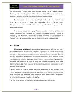 COCINA 
ABANZADA 
INDIA, Y SU RICA GASTRONOMIA- HISTORIA, CULTURA 
 
pág. 3 
por el Sur, con el Océano Índico; y por el Oeste
