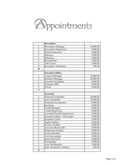 Hotel Manning Guide & Salary Scale | PDF