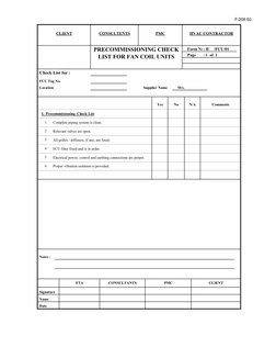 FCU Precommissioning Checklist Report | PDF