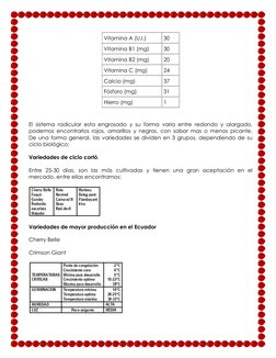 Vitamina A (U.I.) 
30 
Vitamina B1 (mg) 
30 
Vitamina B2 (mg) 
20 
Vitamina C (mg) 
24 
Calcio (mg) 
37 
Fósforo (mg) 
31 
Hi