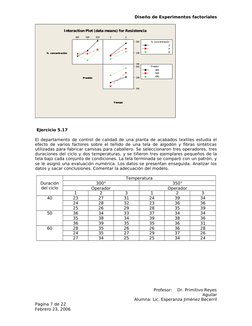 Diseño de Experimentos factoriales
%  concentración
%  concentración
Presión
Presión
Tiempo
Tiempo
650
500
400
4
3
200
198
19