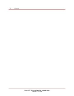 4 
 Contents 
Infor10 ERP Business (SyteLine) DataMap Guide 
Copyright © 2011 Infor 
