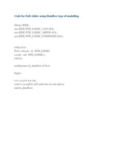 Structural VHDL Code for Full Adder | PDF | Vhdl | Institute Of ...