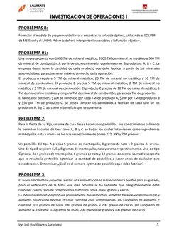 IINNVVEESSTTIIGGAACCIIÓÓNN  DDEE  OOPPEERRAACCIIOONNEESS  II  
 
Ing. Joel David Vargas Sagástegui 
  
 5 
 
PROBLEMAS B: