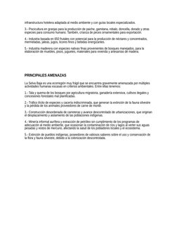 infraestructura hotelera adaptada al medio ambiente y con guías locales especializados.
3.- Piscicultura en granjas para la p