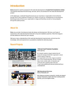 Introduction 
 
We are pleased to submit a proposal for the web site development of Crystal Point Investments Limited. 
This
