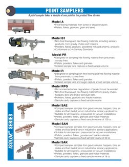 point samplers
A point sampler takes a sample at one point in the product flow stream.
isolok
® series
Model B1
Non-free flow