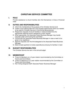 Church Committees and Responsibilities Guide | PDF | Committee | Deacon