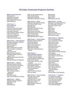 Comprehensive CSI Code List | PDF | Wall | Masonry